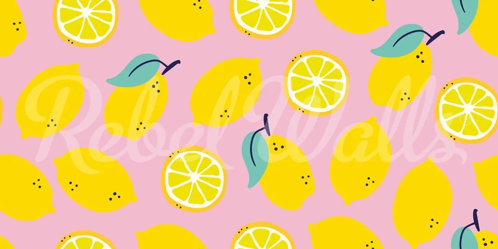 Tapet Lemons, Pink, Rebel Walls