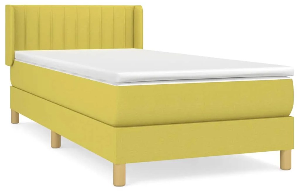 3130416 vidaXL Pat box spring cu saltea, verde, 100x200 cm, textil