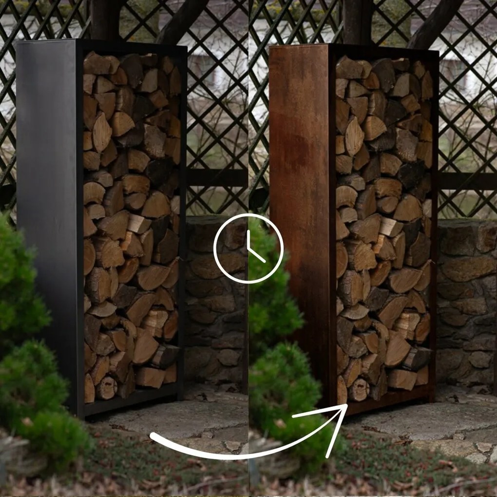 Magazie de lemne Stora pentru grădină 180 x 90 x 40 cm, corten CORGARDEN 1034