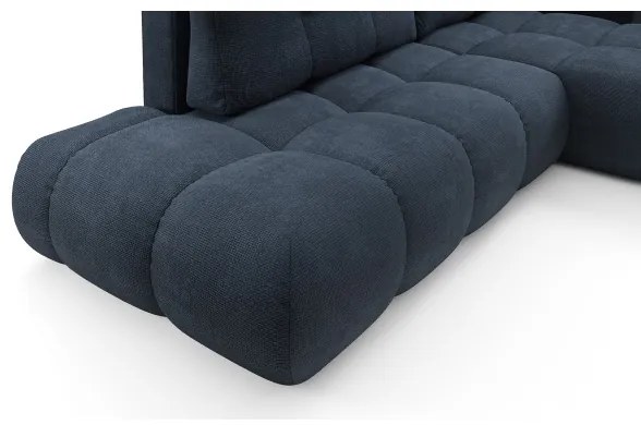 Colțar extensibil tapițat ALMADA, în formă de L, cu spațiu de depozitare, versiune dreaptă, albastru