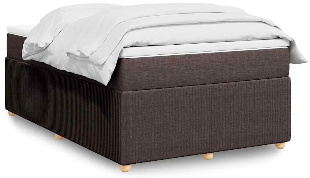 vidaXL Pat box spring cu saltea, maro închis, 120x200 cm, textil