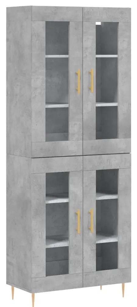 3198269 vidaXL Dulap înalt, gri beton, 69,5x34x180, lemn compozit