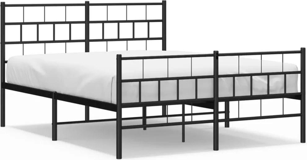 vidaXL Cadru pat metalic cu tăblie de cap/picioare, negru, 140x190 cm