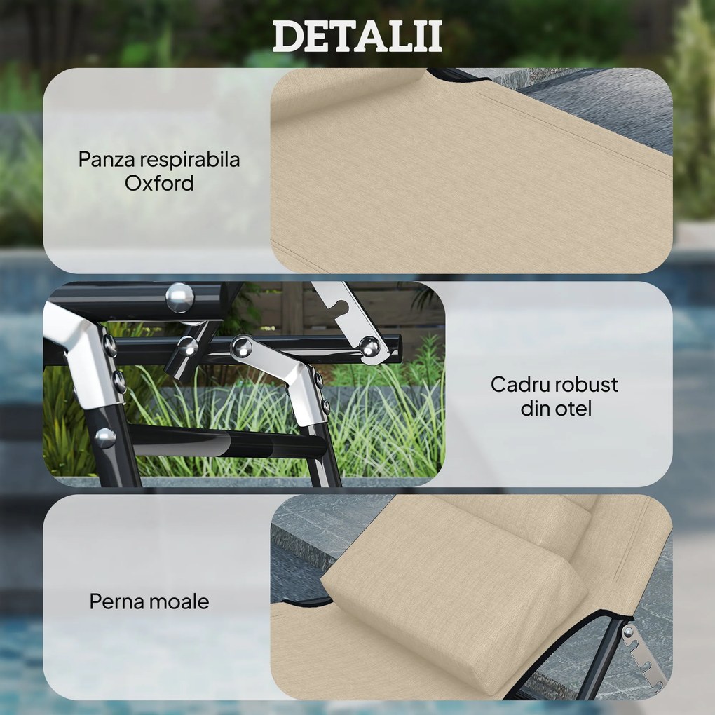 Outsunny Sezlong de Gradina Piabil, Pat pentru Plaja | Aosom Romania