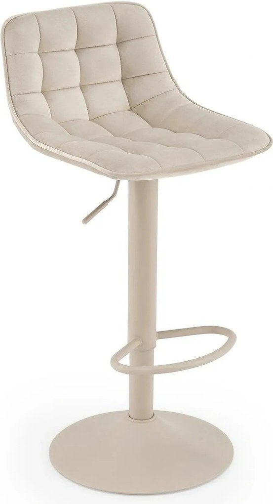 Scaun bar H95_CS, bej deschis/casmir, stofa catifelata/metal, 43x44x84