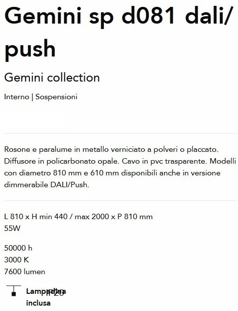 Lustra LED suspendata design circular Gemini sp d081 dali/push negru