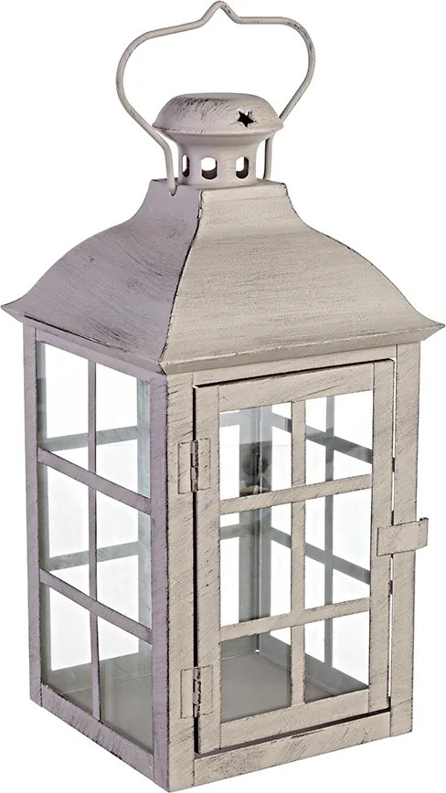 Felinar metal sticla maro Taupe Santarem 17x17x34h