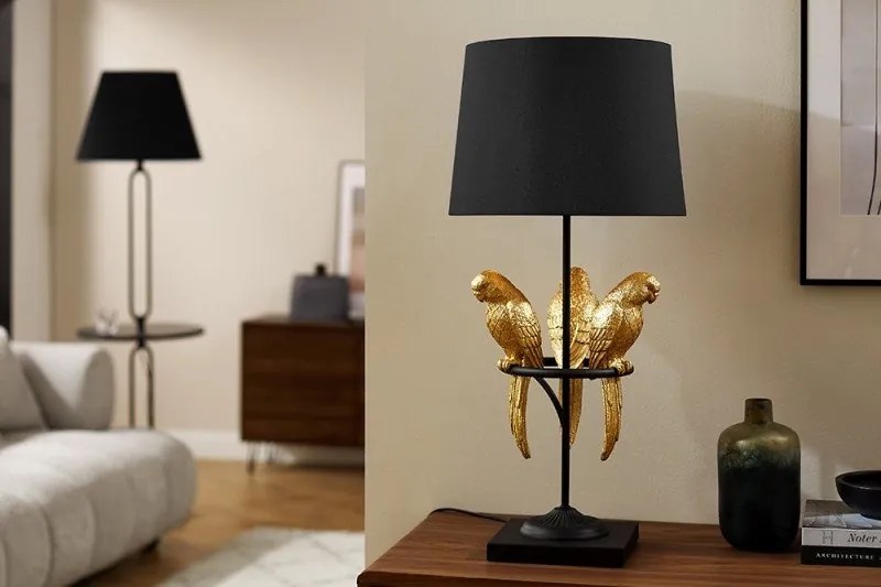 Veioza, Lampa de masa Wildlife Papagal 75cm, auriu
