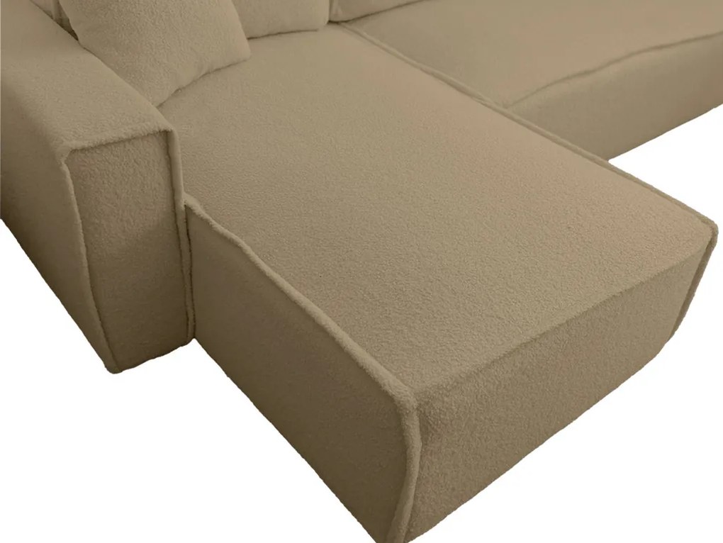 Canapea extensibila de colt SMART BOUCLE, bej inchis, reversibila, 232x143 cm