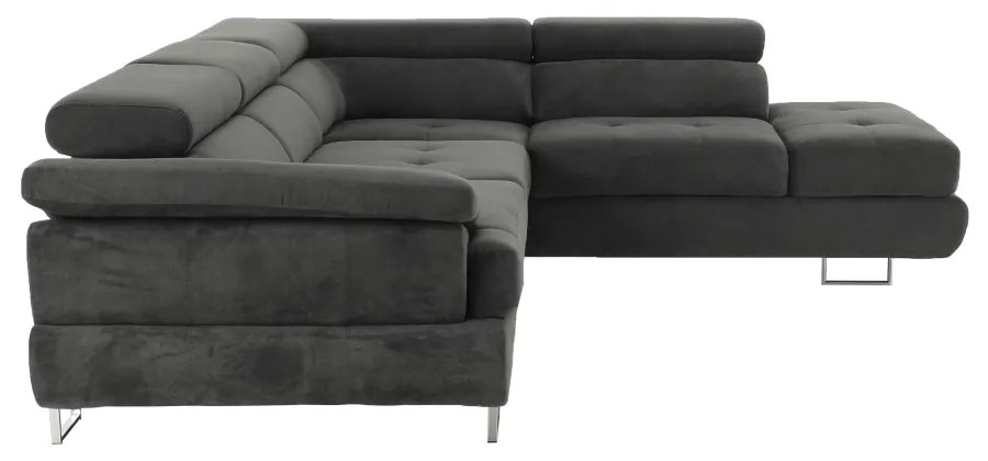 Colţar, piele ecologică gri-maro, model dreapta, BUTON P