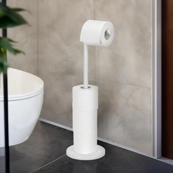 WENKO 21424100 - Suport pentru hârtie igienică, 21 x 55 cm, alb