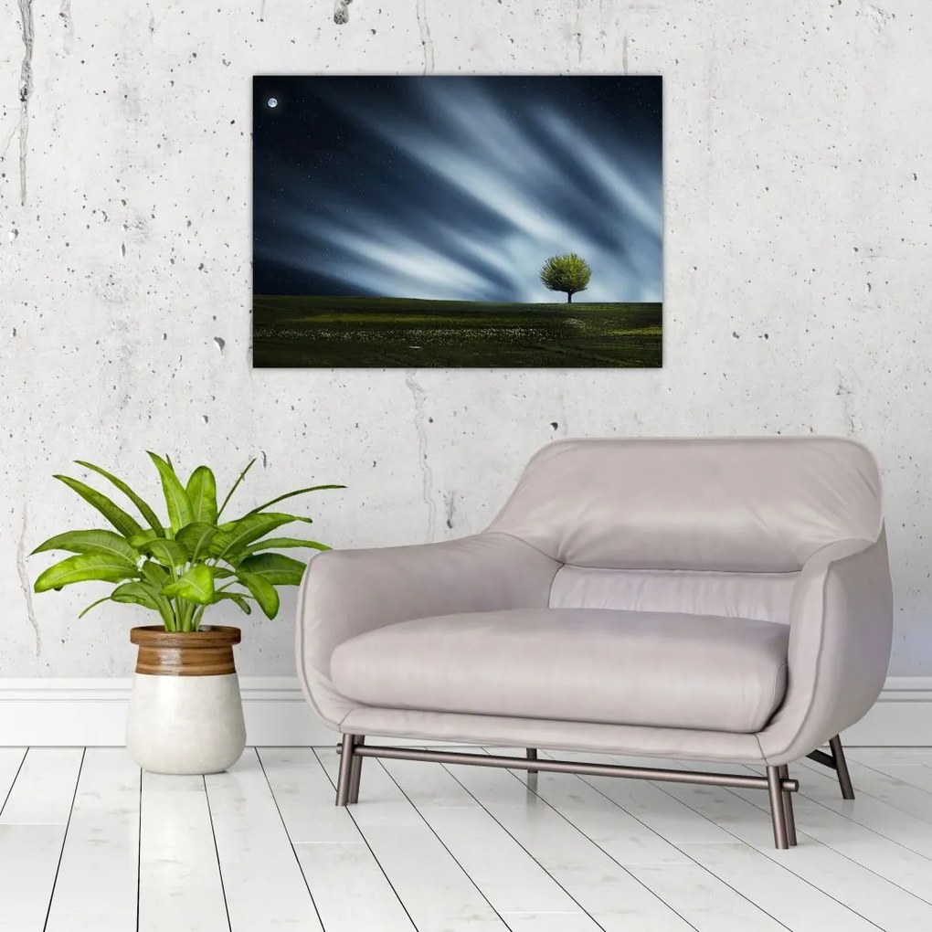 Tablou pe sticlă - Aurora boreală (70x50 cm)