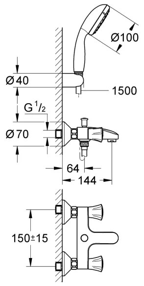 GROHE 2546010A - Baterie pentru cadă COSTA L DN 15, crom lucios