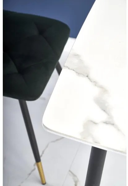 Masă de dining ALARA, finisaj marmură albă/negru