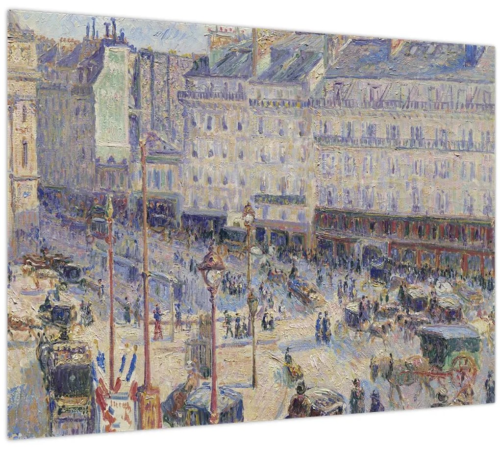 Tablou pe sticlă - Camille Pissarro, The Place du Havre, reproducere (70x50 cm)