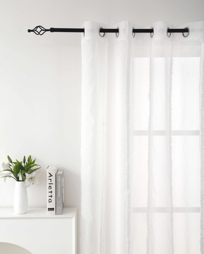 Draperie alba TASMA cu model 140x250 cm Agatat: Inele metalice