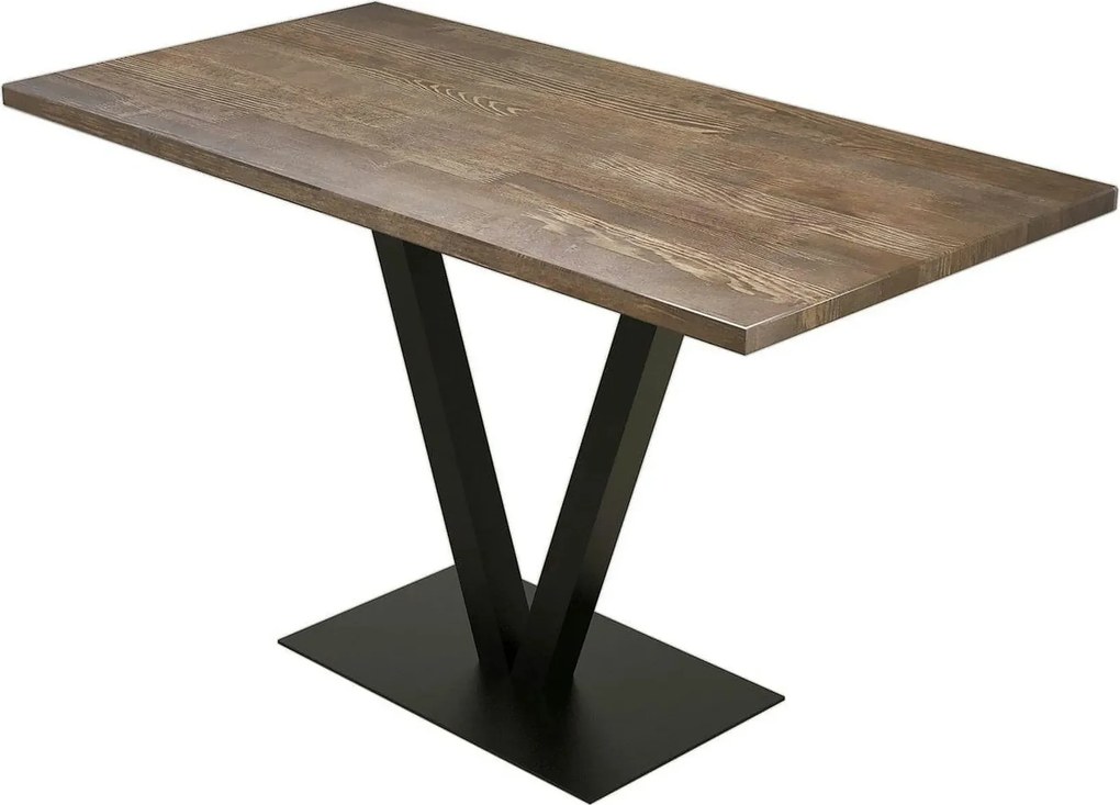 Masa SUN, nuc/negru, lemn de pin/metal, 125x66x77 cm