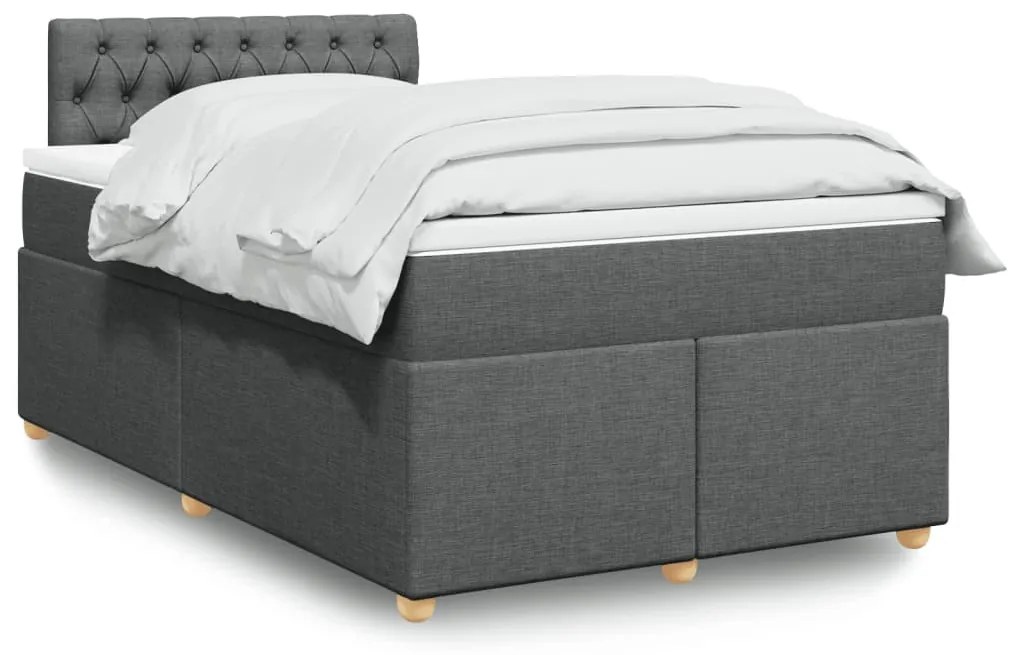 vidaXL Pat box spring cu saltea, gri închis, 120x200 cm, textil