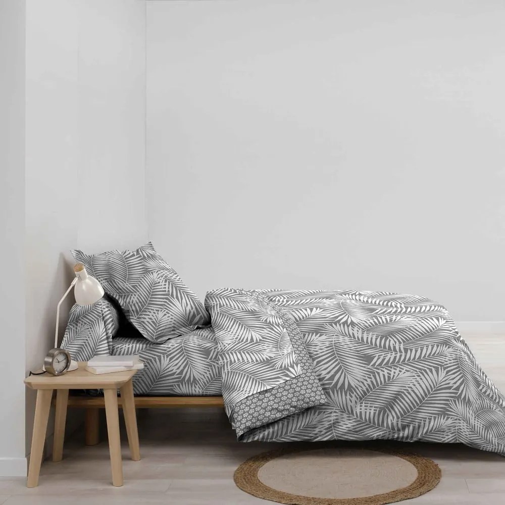 Husă de pilotă gri din bumbac pentru pat de o persoană 140x200 cm Botania – douceur d'intérieur