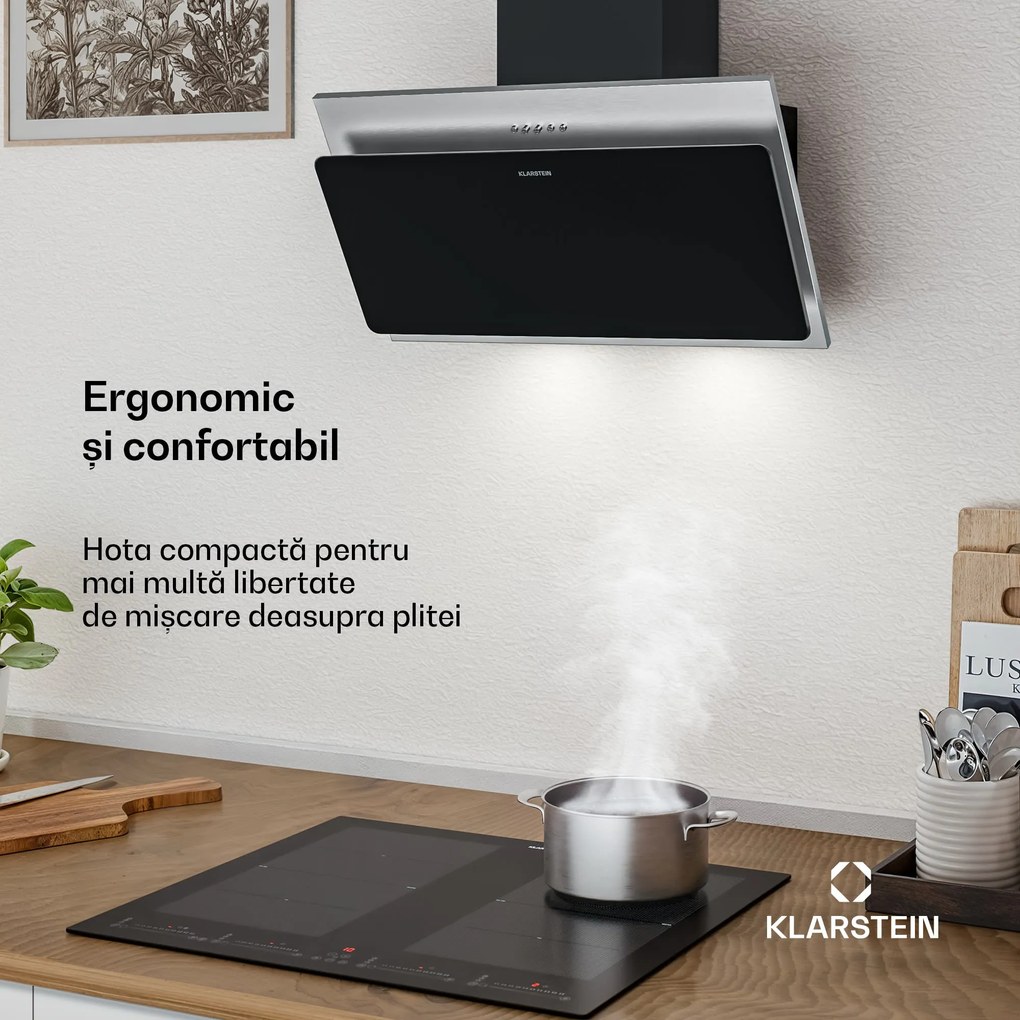 Klarstein Alessia hotă fără coș | Mod evacuare și recirculare | Oțel inoxidabil | 417 m³/h | 60 cm