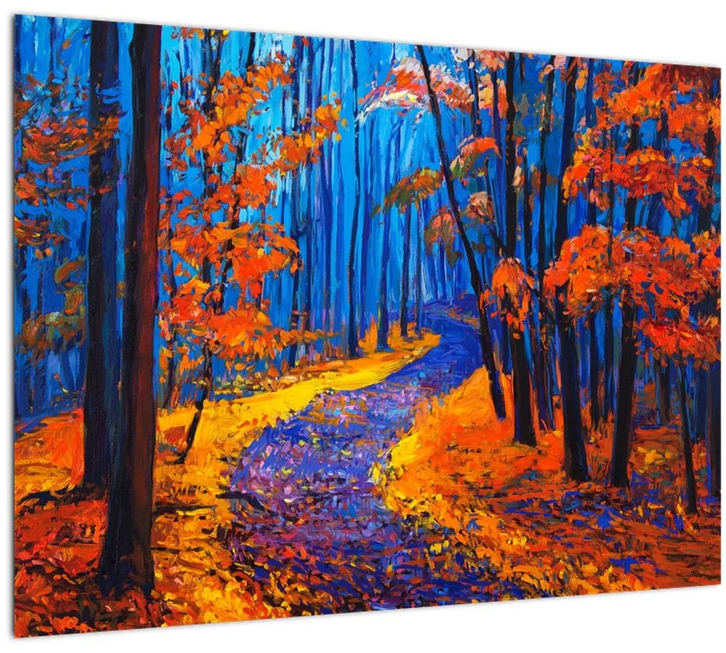 Tablou pe sticlă - Pădurea toamna (70x50 cm)