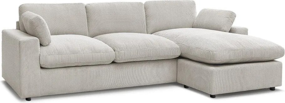 Colțar bej cu tapițerie din catifea reiată Belair – Bobochic Paris