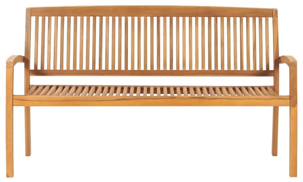 Banca de gradina stivuibila cu perna, 159 cm, lemn masiv de tec 150 cm, Crem, 1, 150 cm