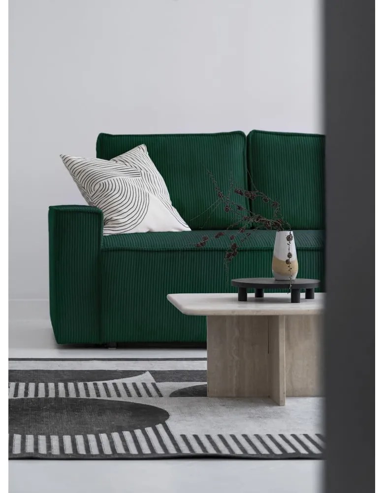 Colțar verde închis extensibil cu tapițerie din catifea reiată (cu colț pe partea stângă ) Brave Dave – Miuform