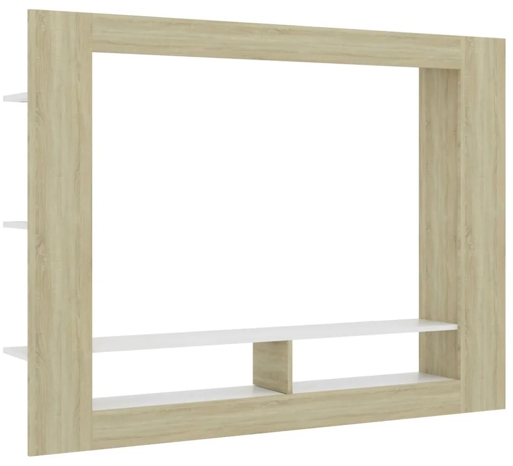 800743 vidaXL Comodă TV, alb și stejar Sonoma, 152 x 22 x 113 cm, PAL