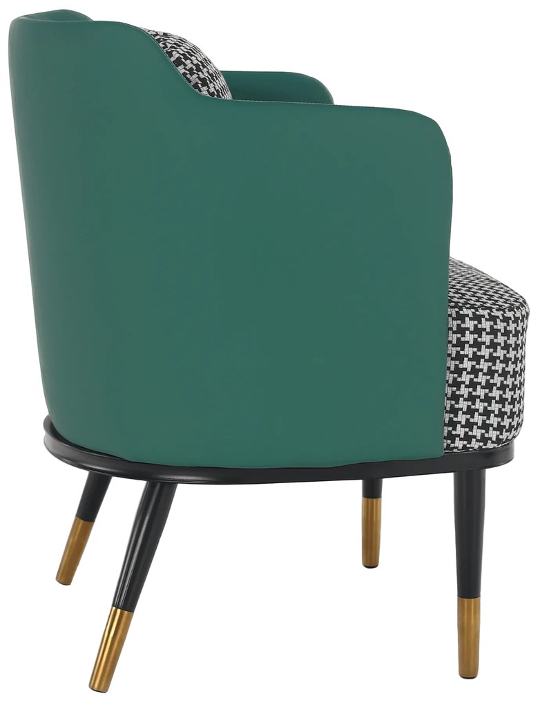 Fotoliu design, model alb-negru/ piele ecologică turcoaz, EMREN