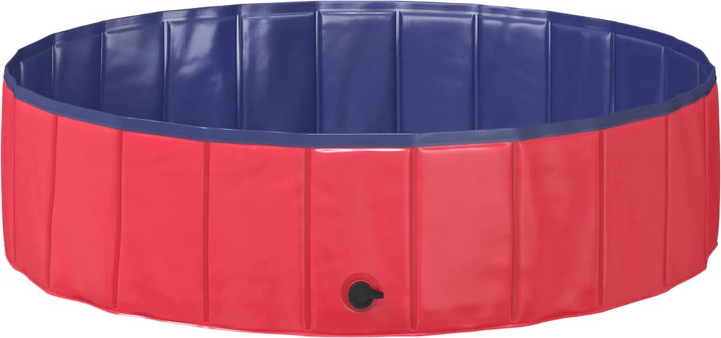 vidaXL Piscină pliabilă pentru câini Roșu și albastru PVC