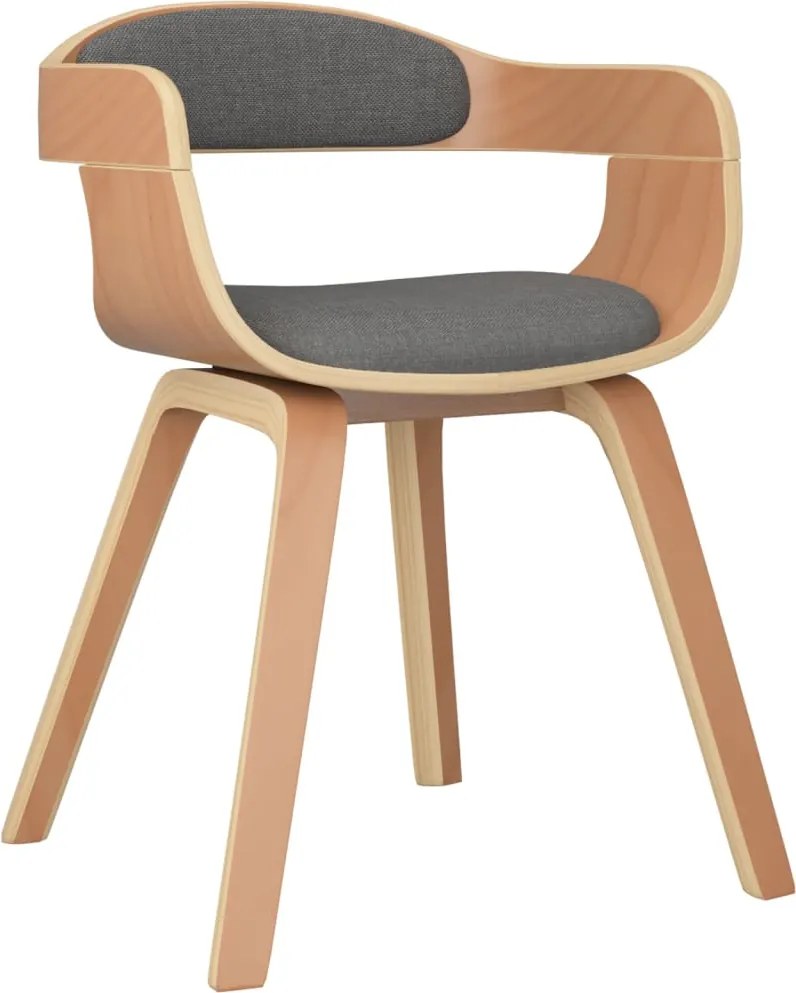 vidaXL Scaun de bucătărie, gri deschis, lemn curbat & țesătură