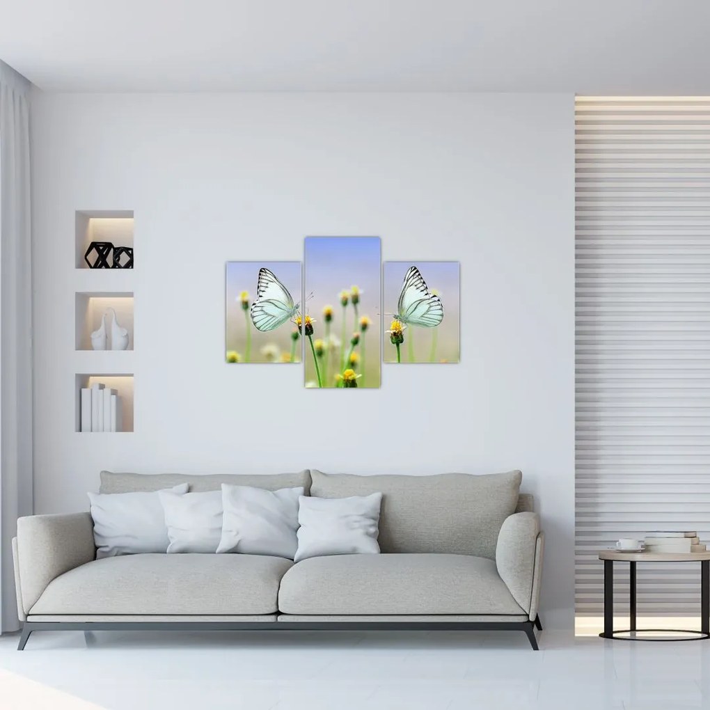 Tablou cu fluture pe floare (90x60 cm)