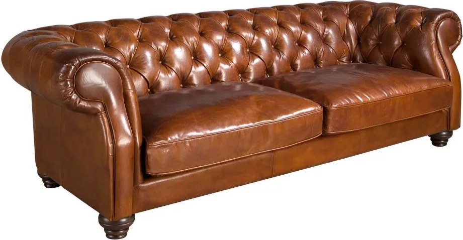 Canapea 3 locuri design italian Chesterfield piele maro