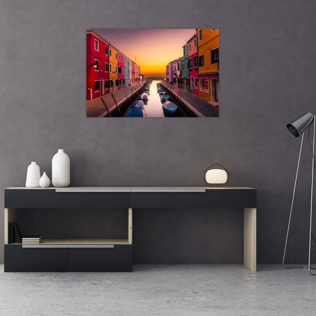Tablou - Apus de soare, insula Burano, Veneția, Italia (90x60 cm)