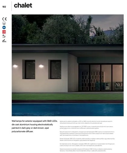 Redo 90001 - Aplica de exterior LED CHALET/8W/230V IP54