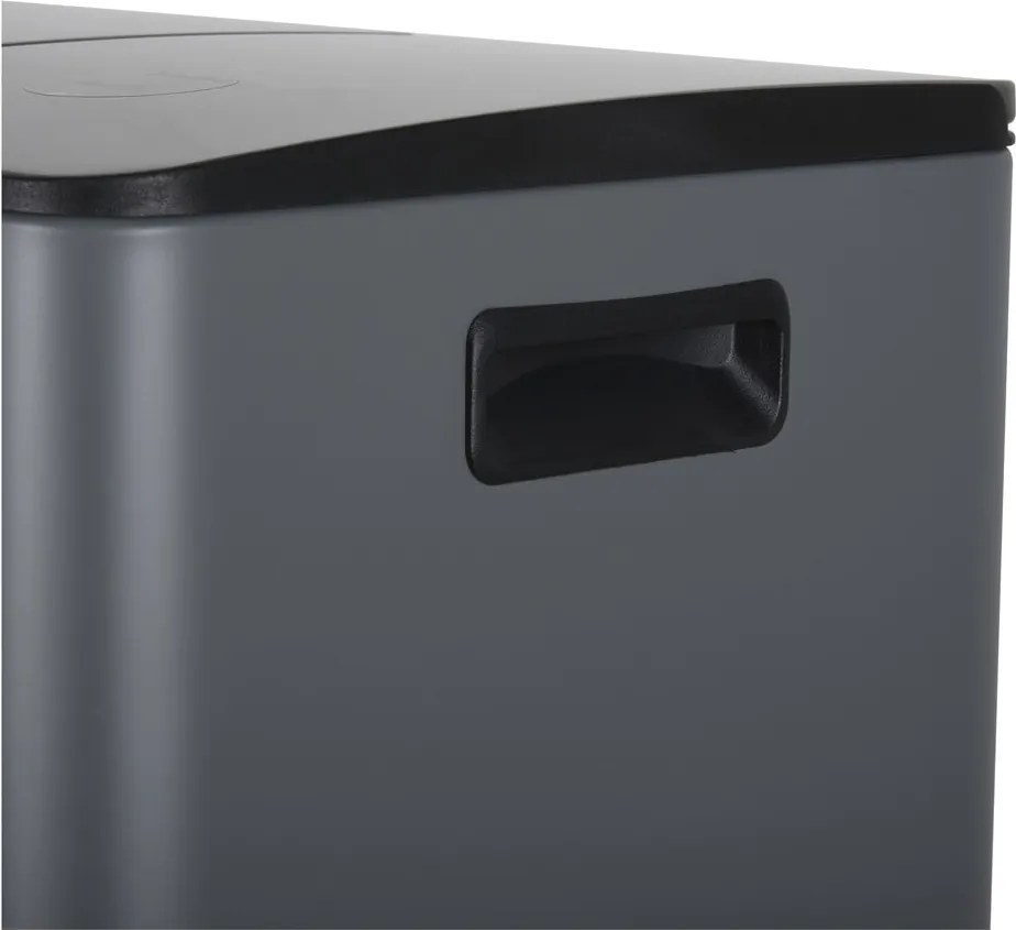 Coș de gunoi gri închis pentru reciclare/cu pedală 2x20 l din oțel Aliya – Spirella