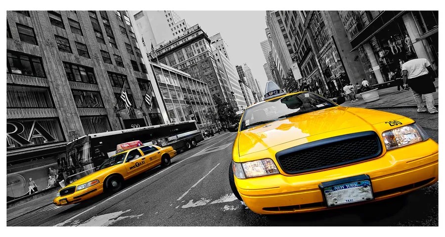 Pictura pe sticlă acrilică New york taxiuri