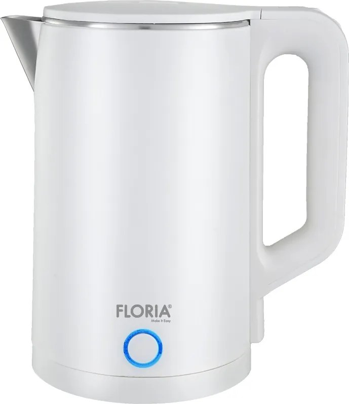 Fierbator electric Floria ZLN4920 Alb, putere 1500W, capacitate 2 litri, protectie la supraincalzire