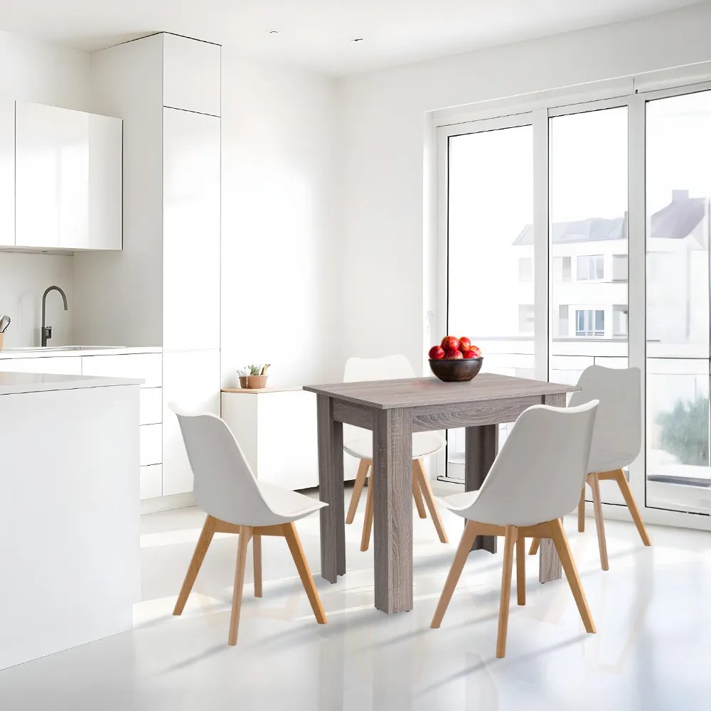 Set de masă Amina 4+1 alb-stejar York