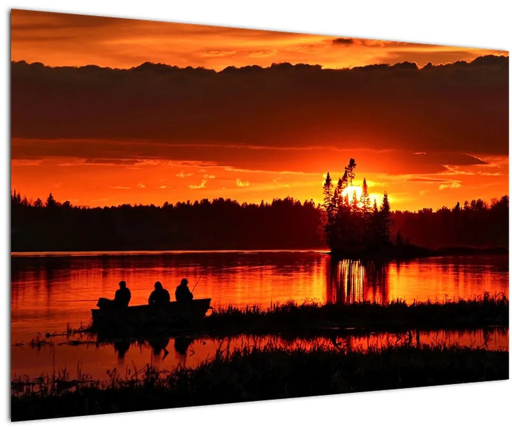 Tablou - Pescari pe lac (90x60 cm)