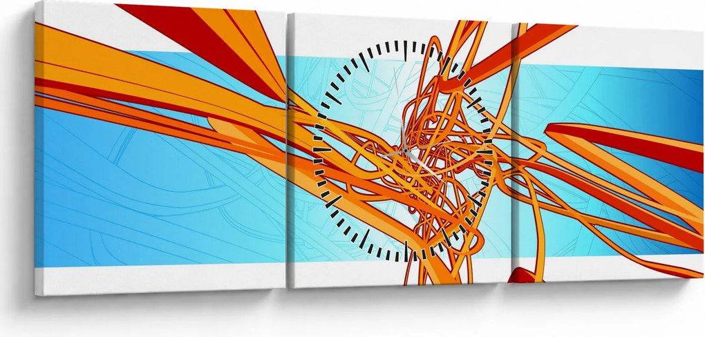 Tablou - Linii împletite, abstracție (cu ceas) (90x30 cm)