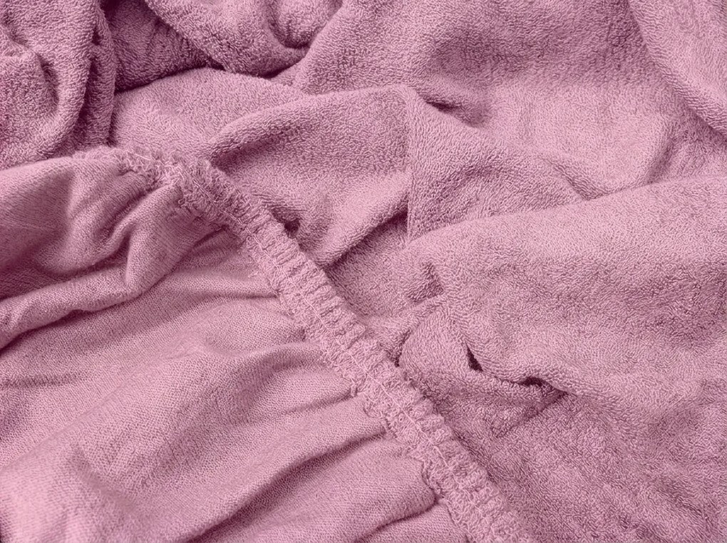 Cearsaf elastic din fleece MOLTON roz 180 x 200 cm