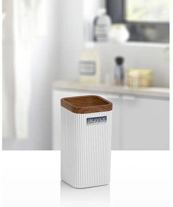 Set de baie Freehome OKY-461-3-B, 5 piese, Lemn/ Duna alba