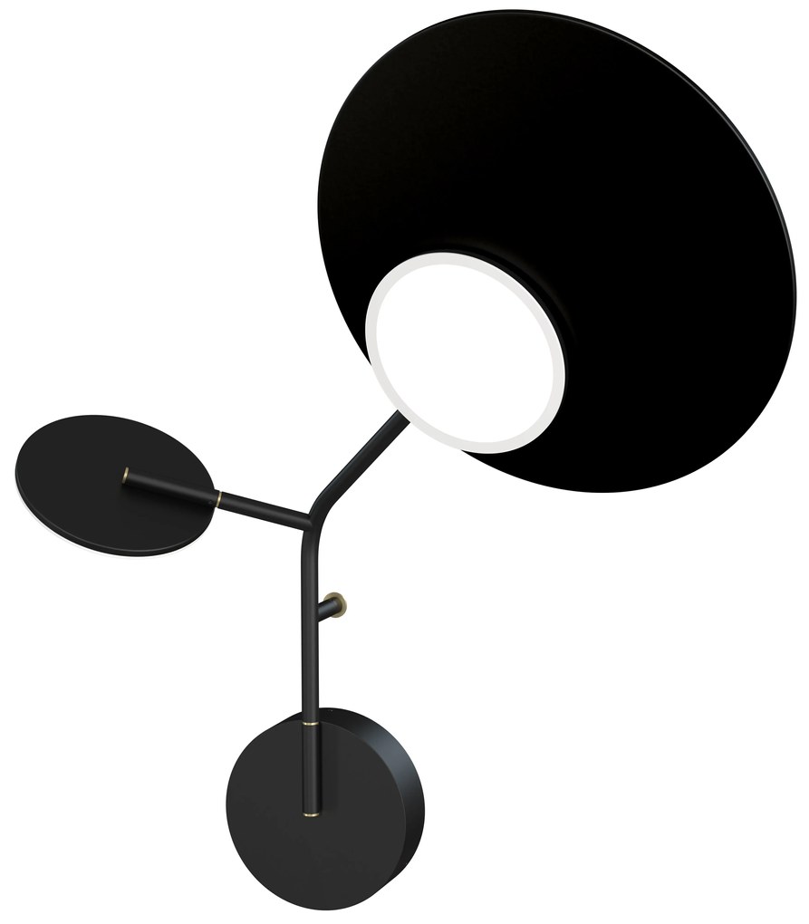 Lampă de perete Ballon 3 right, mai multe variante - TUNTO Model: cadre și parte fixă ​​​​negre, panou de lemn negru