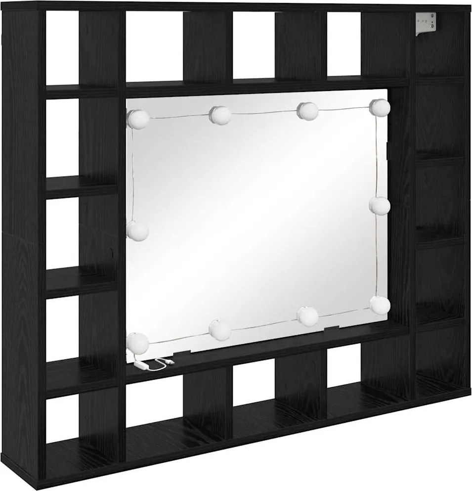 vidaXL Dulap cu oglindă Stejar Negru 91 x 15 x 76,5 cm Lemn compozit