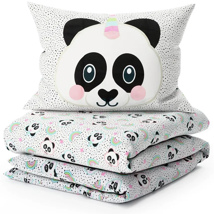 Lenjerie de pat din bumbac pentru copii PANDA UNICORN alb Dimensiune lenjerie de pat: 60 x 70 cm | 140 x 200 cm