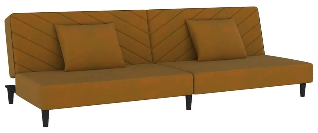 337625 vidaXL Canapea extensibilă cu 2 locuri, 2 perne, maro, catifea