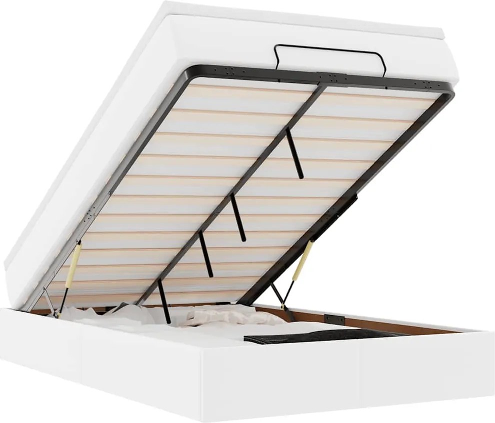 vidaXL Cadru de pat otoman cu saltea alb 120x190 cm piele artificială