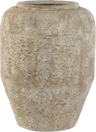 Vază decorativă, stil vintage patinat, culoare alb antichizat, din metal, „Aged White”